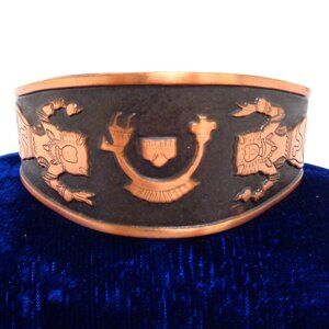 Copper Cuff Bracelet with Zuni Rainbow Man Southwestern Native American Art